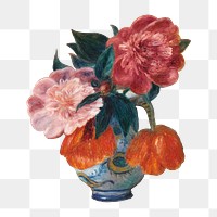 Tulips and Peonies png Pitcher, vintage flower illustration by William James Glackens, transparent background. Remixed by rawpixel.