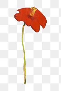 Red vintage png flower illustration by Zolo Palugyay, transparent background. Remixed by rawpixel.