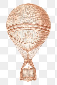 Hot air balloon png, vintage illustration by Vincent Lunardi, transparent background. Remixed by rawpixel.