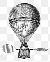 Hot air balloon png, vintage illustration by Vincent Lunardi, transparent background. Remixed by rawpixel.