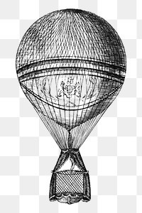 Hot air balloon png, vintage illustration by Vincent Lunardi, transparent background. Remixed by rawpixel.