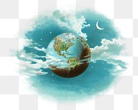 Vintage globe ball png night time, transparent background. Remixed by rawpixel. 