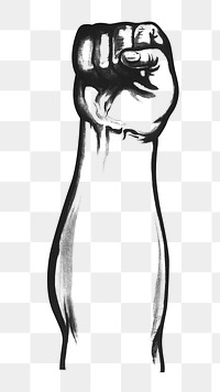 Vintage empower fist png raised hand, transparent background. Remixed by rawpixel.