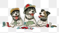 PNG vintage dogs playing card game, transparent background. Remixed by rawpixel. 