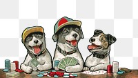 PNG vintage dogs playing card game, transparent background. Remixed by rawpixel. 