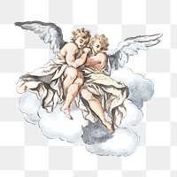 Vintage cherubs png fantasy, transparent background. Remixed by rawpixel. 