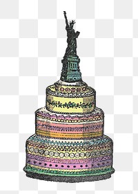 Vintage cake png Statue of Liberty, transparent background. Remixed by rawpixel. 