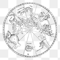 Vintage celestial map png southern hemisphere, transparent background. Remixed by rawpixel. 