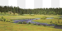 Vintage landscape png nature border, transparent background. Remixed by rawpixel. 