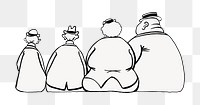 People cartoon png rear view, transparent background. Remixed by rawpixel. 