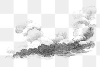 Vintage cloud png black & white, transparent background. Remixed by rawpixel. 