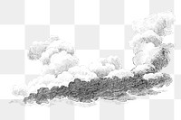 Vintage cloud png black & white, transparent background. Remixed by rawpixel. 