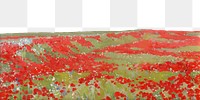 Vintage red flower field border, transparent background. Remixed by rawpixel. 