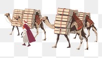 Vintage camel transport png, transparent background. Remixed by rawpixel. 