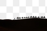 PNG Camel caravan  silhouette border, transparent background