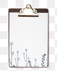 Clipboard png floral paper, transparent background