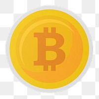 PNG Golden bitcoin cryptocurrency icon  sticker transparent background