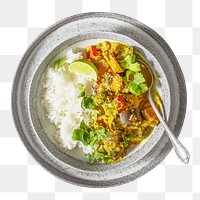 Curry with rice png collage element, transparent background
