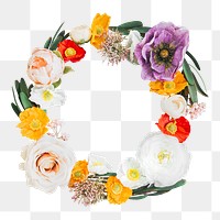 Flower wreath png collage element, transparent background