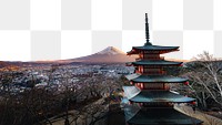 PNG Chureito pagoda in Tokyo, Japan travel border, transparent background