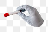 PNG Hand holding a blood test tube, collage element, transparent background