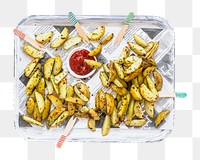 Potato wedges png collage element, transparent background