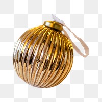 Png gold bauble christmas ornament, isolated image, transparent background