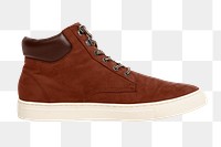 Brown desert boots png unisex footwear, transparent background