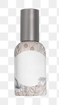 Floral spray bottle png beauty product packaging, transparent background