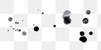 Black png paint splatter collage element, transparent background