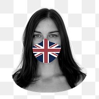 UK flag png face mask, transparent background