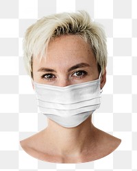 Blonde woman png wearing face mask, transparent background