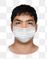 Asian man png wearing face mask, transparent background