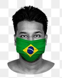 Brazilian flag png face mask, transparent background