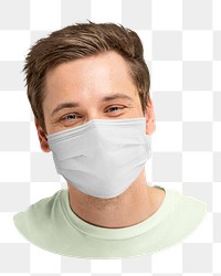 Happy man png wearing mask, transparent background