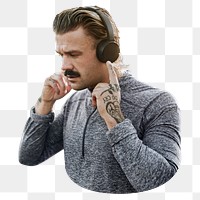 Man wearing headphones png, transparent background