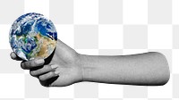 PNG Globe in hand, collage element, transparent background