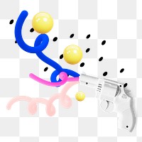 Funky gun png sticker, mixed media transparent background