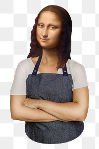 Mona Lisa png barista, Leonardo Da Vinci's famous painting, transparent background. Remixed by rawpixel.