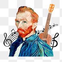 Van Gogh png musician sticker, mixed media transparent background. Remixed by rawpixel.