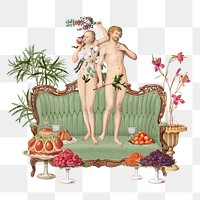 Png Feast of Adam and Eve sticker, mixed media transparent background. Remixed by rawpixel.