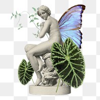 Butterfly statue png sticker, mixed media transparent background. Remixed by rawpixel.