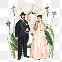 Vintage couple png vintage sticker, mixed media transparent background. Remixed by rawpixel.