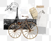 Paris travel png vintage sticker, mixed media transparent background