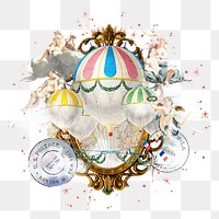 Festive balloon png vintage sticker, mixed media transparent background. Remixed by rawpixel.