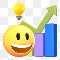 Growing business emoticon png sticker, 3D rendering graphic, transparent background