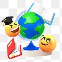 3D emoticon png education sticker transparent background