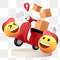 3D emoticon png delivery packages sticker, transparent background