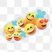 3D emoticons png mental health sticker, transparent background