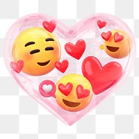 3D emoticons png in love sticker, transparent background